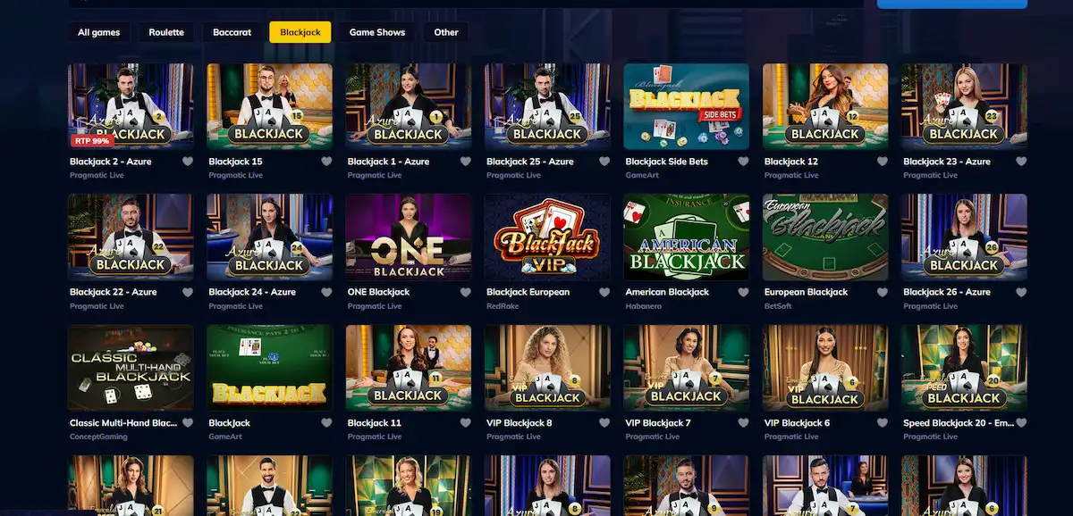 Live-Blackjack-Tisch bei Rioace