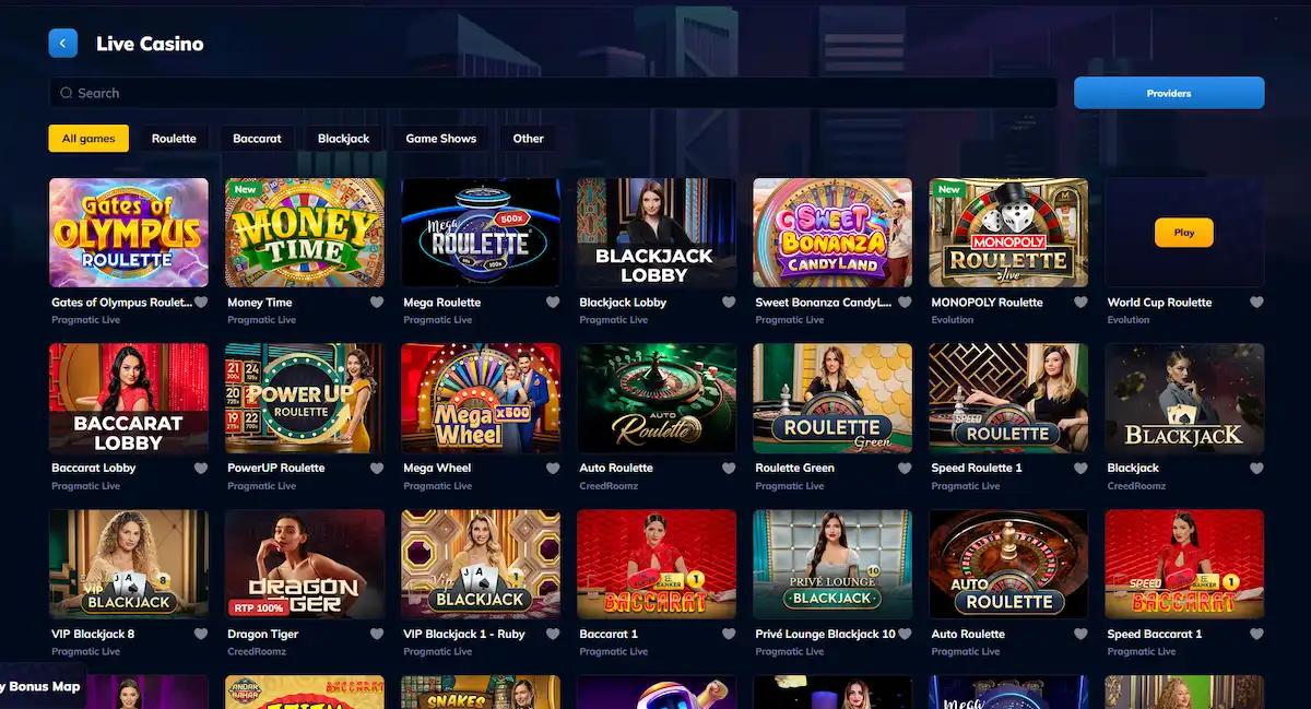 Live-Casino-Tische von Rioace mit HD-Streaming