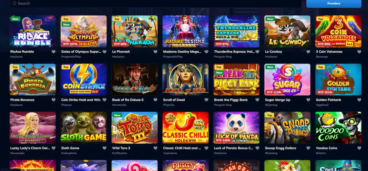 Auswahl beliebter Spielautomaten bei Rioace